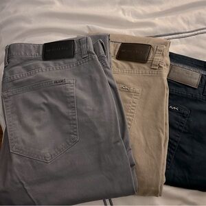 3 Pairs Michael Kors Slim Fit Parker Pants SZ 38 Lightly Worn (Tan, Gray, Navy)